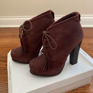 Steve Madden Burgundy suede booties/ tassel laces